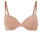 Un soutien-gorge beige avec des bonnets lisses.