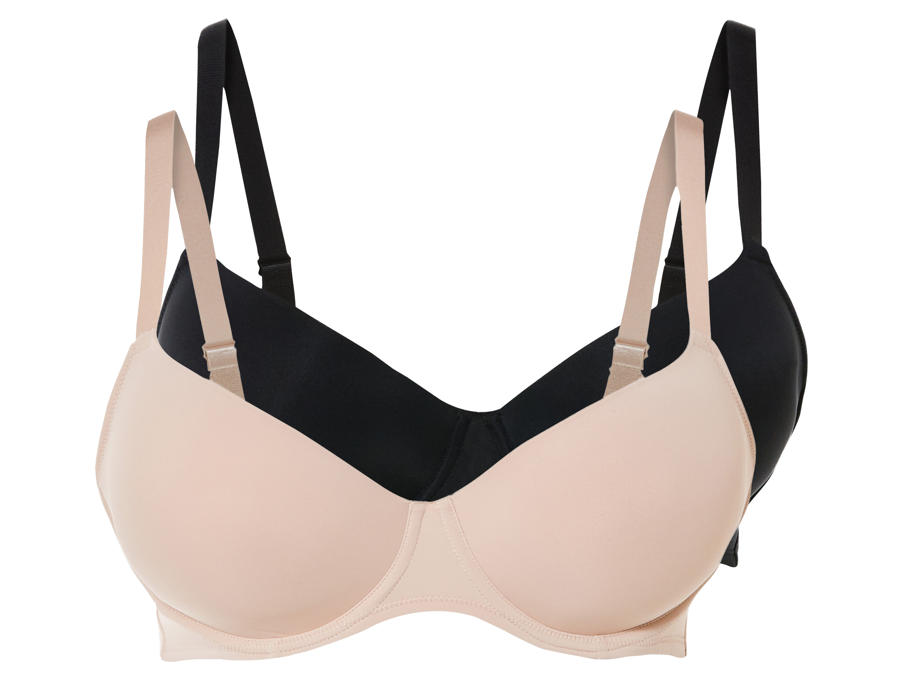 esmara® Lot de 2 soutien-gorge femme (noir/beige, 100D)