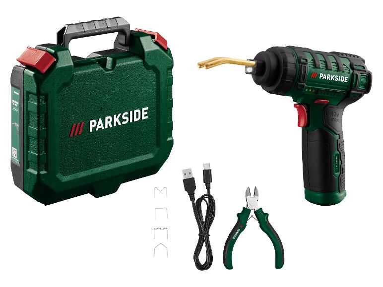 Pistolet à souder le plastique sans fil PARKSIDE 12V avec coffret, câble de charge, pince et agrafes
