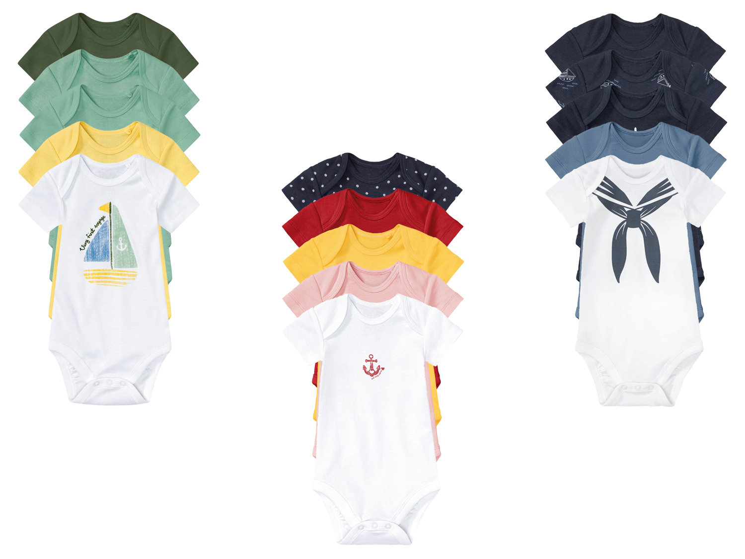 lupilu® Lot de 5 bodies à manches courtes bébé