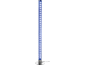 Lampadaire LED bleu avec effet pailleté et base chromée.
