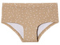 Culotte beige à pois blancs.