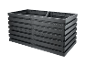 Grand composteur de jardin modulaire en plastique gris foncé.