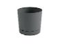 Pot de fleurs gris foncé, design minimaliste.