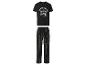 Pyjama noir avec un t-shirt à l'impression Power Pacific et un pantalon à carreaux.