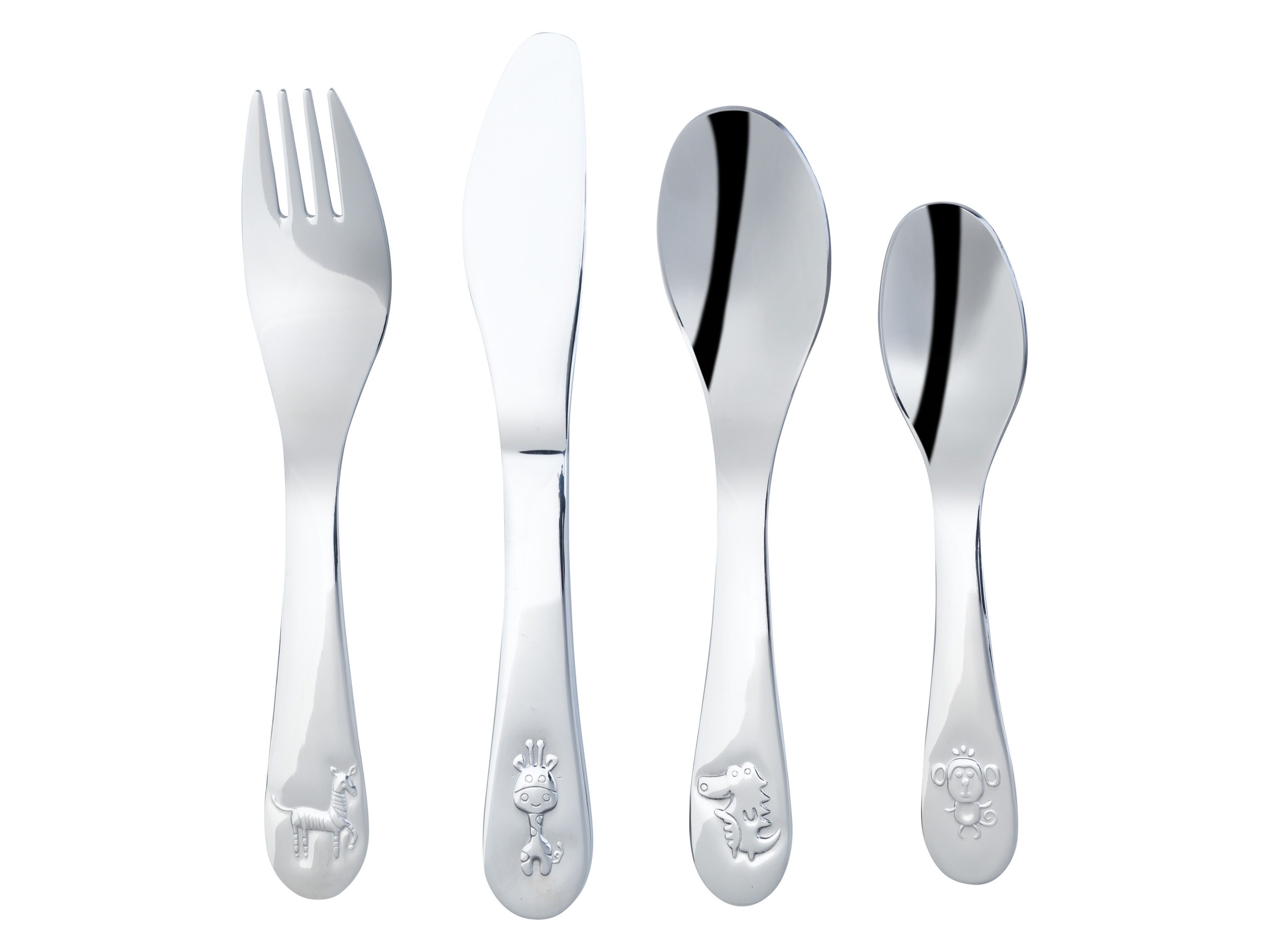 LIVARNO home Set de couverts pour enfant, 4 pièces (animaux sauvages)