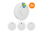 Lot de 3 détecteurs de fumée blancs certifiés UE avec bouton test/silence.