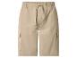 Shorts cargo beiges avec taille élastique et cordon de serrage.