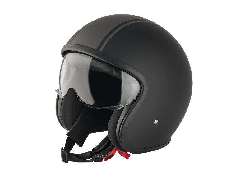 Un casque de moto noir avec une visière.