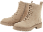 Bottines beige clair à lacets.