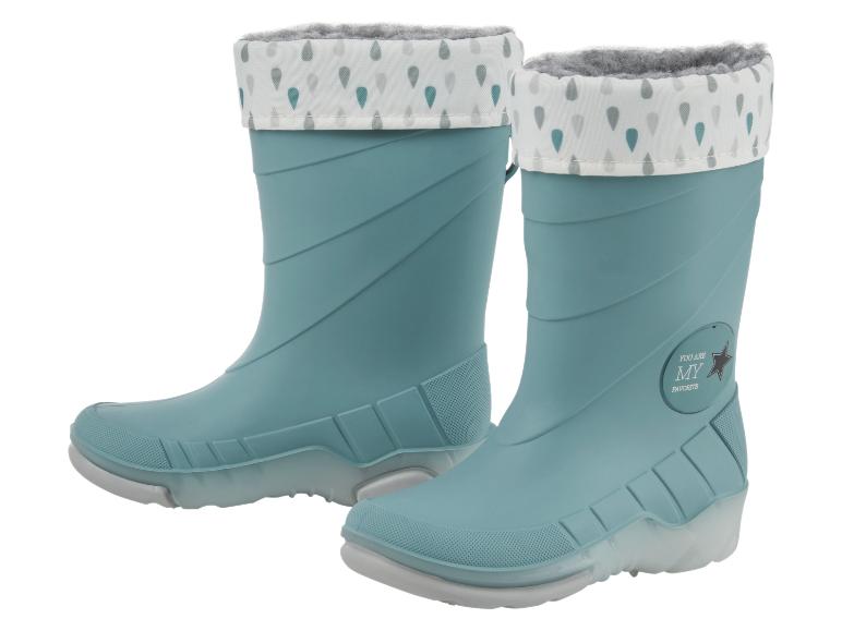 Une paire de bottes bleues pour enfants avec doublure chaude.