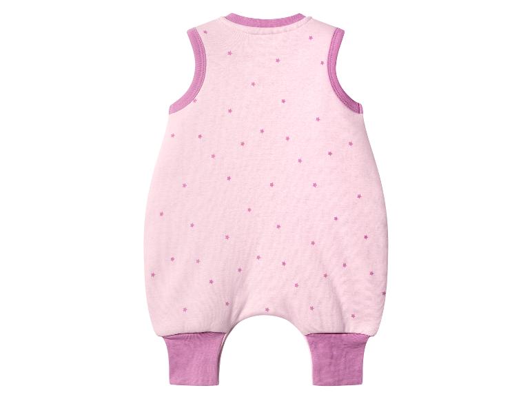 Gigoteuse rose pour bébé avec imprimé étoiles et poignets violets