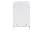 Vue arrière d'un radiateur électrique blanc avec support, montrant les trous de montage et le cordon d'alimentation.