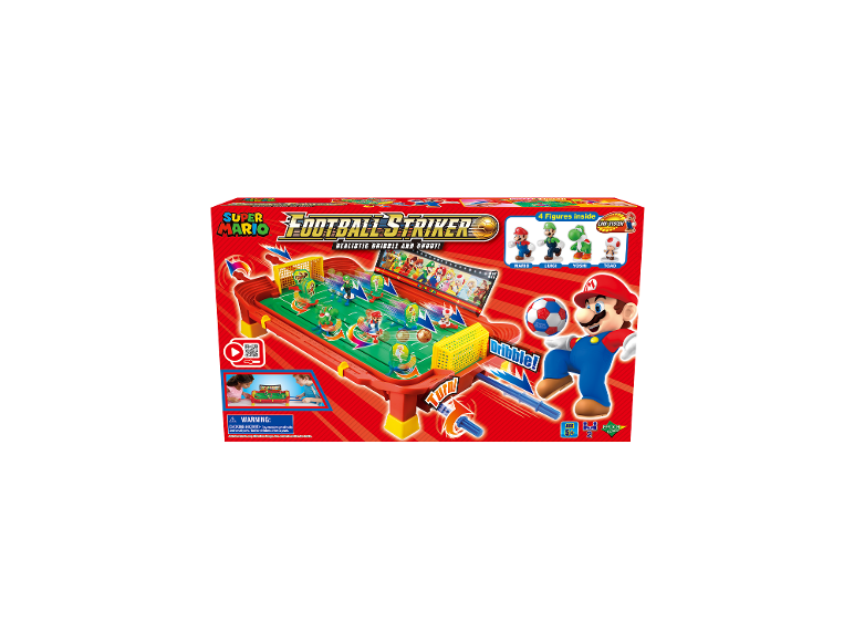 Jeu de baby-foot avec personnages Mario, 4 figurines incluses, âge 5+.