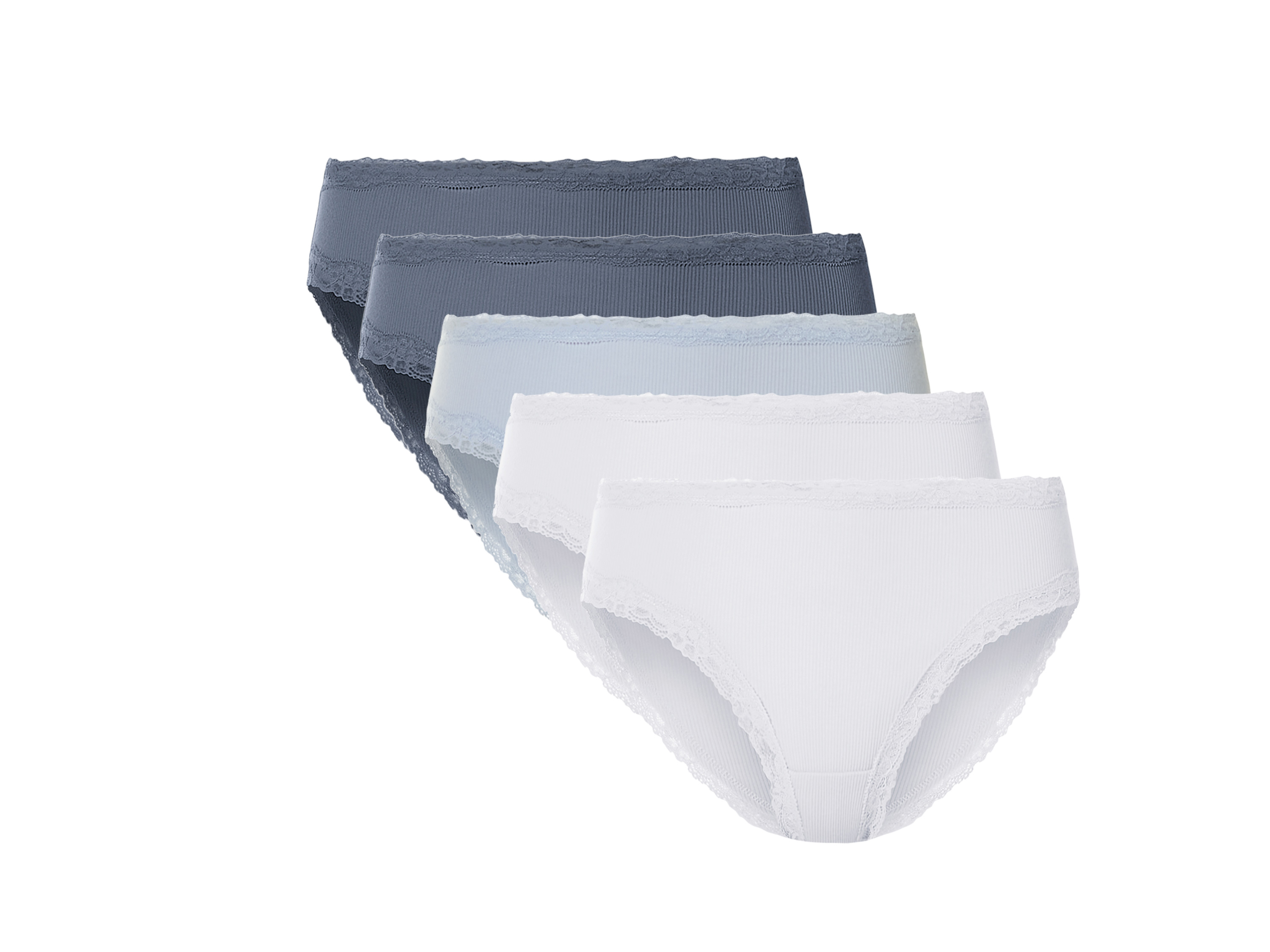 esmara® Lot de 5 culottes femme (bleu imprimé/blanc, S(34/36))