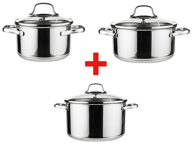 LIVARNO home Cocotte Ø 20 cm +  Faitout Ø 16 cm + Faitout Ø 24 cm