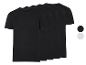 Cinq t-shirts noires à manches courtes.