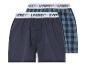 Deux paires de boxers pour homme Livery, un uni et un à carreaux.