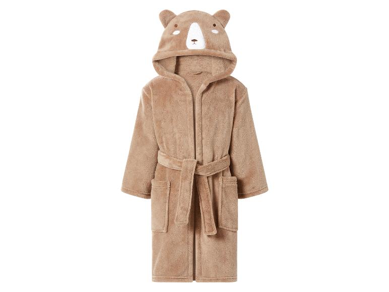 Peignoir enfant doux avec capuche en forme d'ours, beige