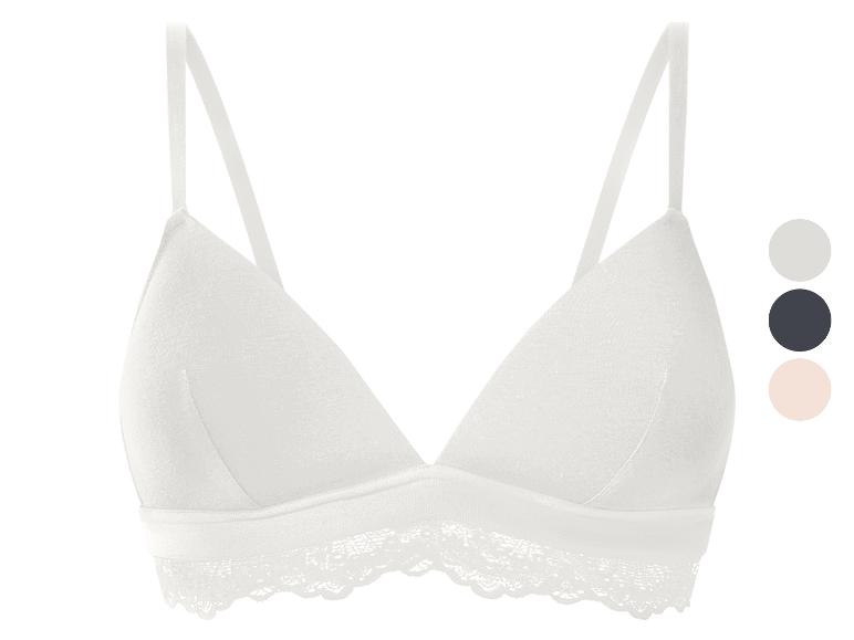 Bralette blanche bordée de dentelle, avec une palette de couleurs à côté.
