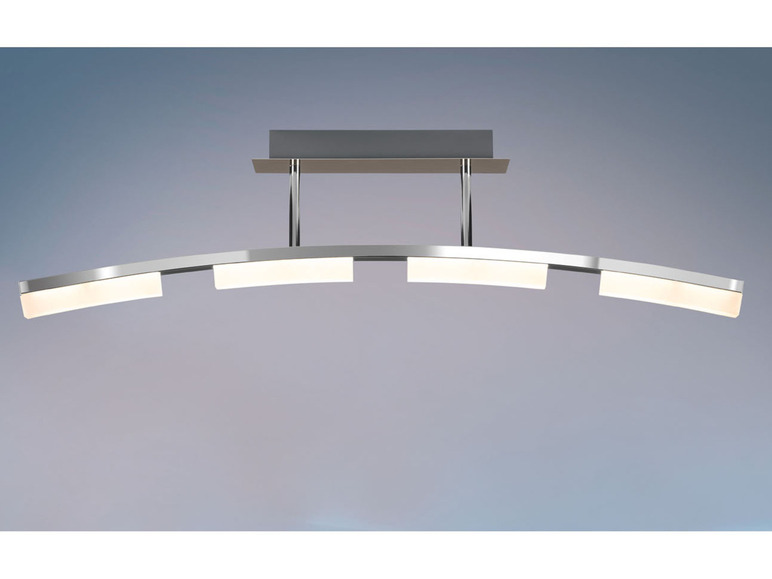 Un luminaire en arc moderne avec quatre éléments lumineux.