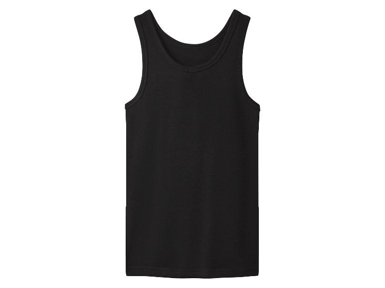 Débardeur simple en coton noir sur fond blanc.