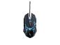Souris gaming noire avec éclairage bleu et câble tressé.