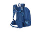 Un sac à dos bleu avec un motif camouflage.