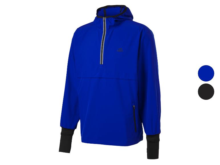 Anorak bleu pour homme avec poignets noirs et fermeture à demi-zip.