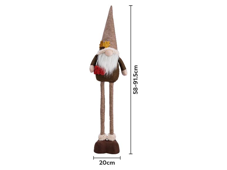 Décoration de gnome d'automne avec chapeau marron, barbe blanche et écharpe rouge, 58-91,5 cm de haut.