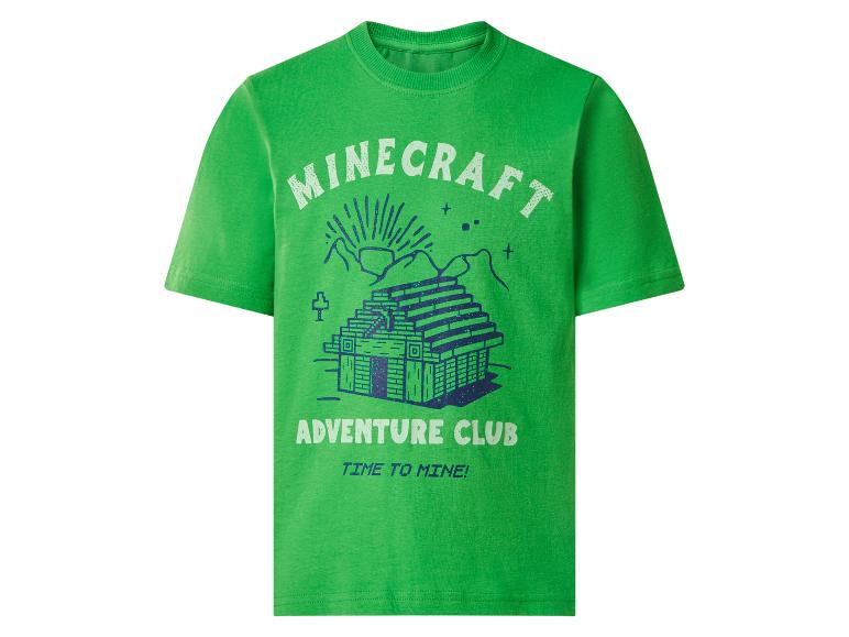 T-shirt vert à manches courtes avec imprimé graphique sur le thème de Minecraft.