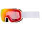 Masque de ski avec lentille arc-en-ciel et sangle blanche, texte 'S1-S3 SPEQ GmbH'