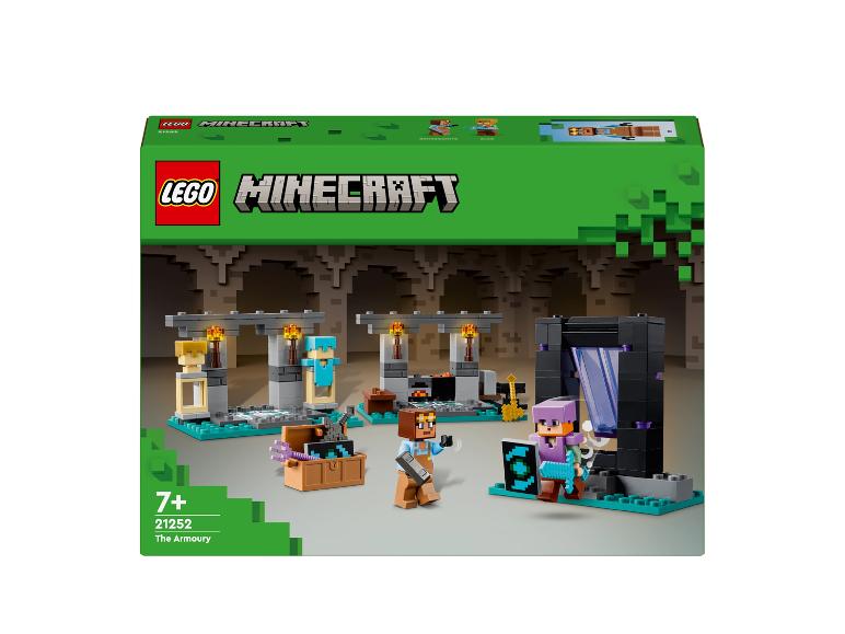 LEGO Minecraft The Armoury avec figurines et accessoires.
