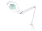 Une lampe blanche ajustable avec une loupe.