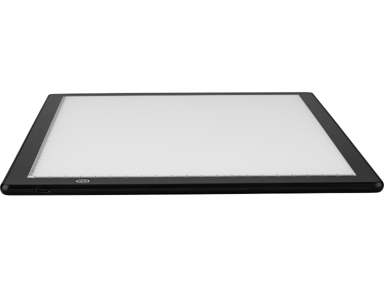 Tablette lumineuse LED avec graduations et bouton d'alimentation