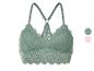 Soutien-gorge vert en dentelle, style bralette.