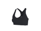 Soutien-gorge de sport noir à larges bretelles et bande de maintien.