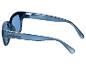 Lunettes de soleil bleues avec verres bleus, vue de côté.