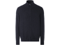 Cardigan en maille bleu foncé pour homme avec fermeture éclair et col montant.