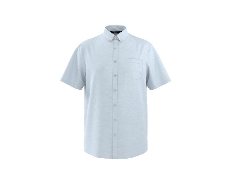 Chemise homme bleu clair à manches courtes avec boutons.