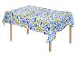 Nappe de table rectangulaire à motif citron et bleu, style méditerranéen.