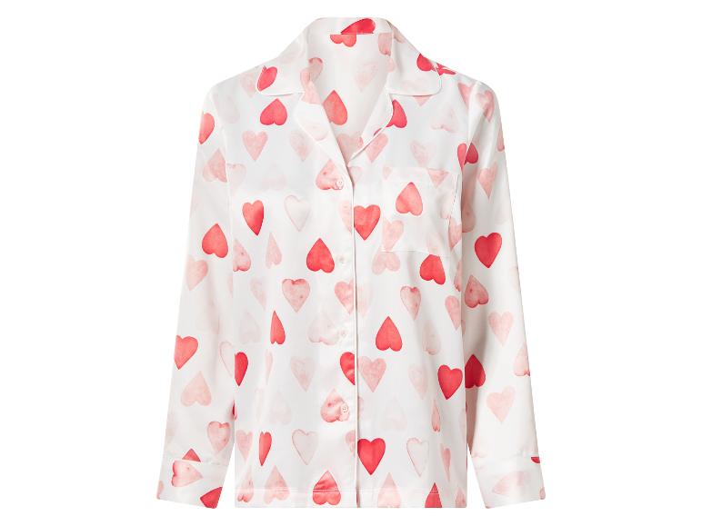Haut de pyjama blanc à motifs de cœurs rouges