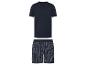 Pyjama homme : t-shirt et short rayé bleu marine.
