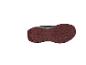 Semelle de chaussure de sport noire avec un motif de bande de roulement rouge foncé.