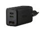 Chargeur mural USB noir de 45W avec deux ports USB-C et un port USB-A.