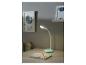 Lampe de bureau blanche avec base colorée, ambiance enfantin.