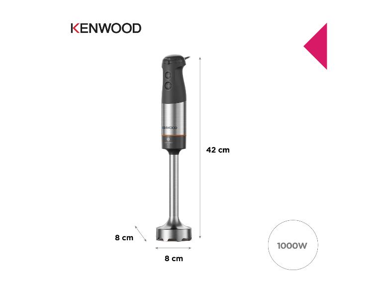 Mixeur plongeant de 1000W, 42 cm de haut et 8 cm de large.
