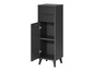 Une armoire noire avec deux tiroirs et une porte.