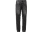Pantalon jogger en jean gris foncé pour homme avec taille élastique et chevilles resserrées.