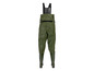 Pantalon de pêche vert avec des bottes.
